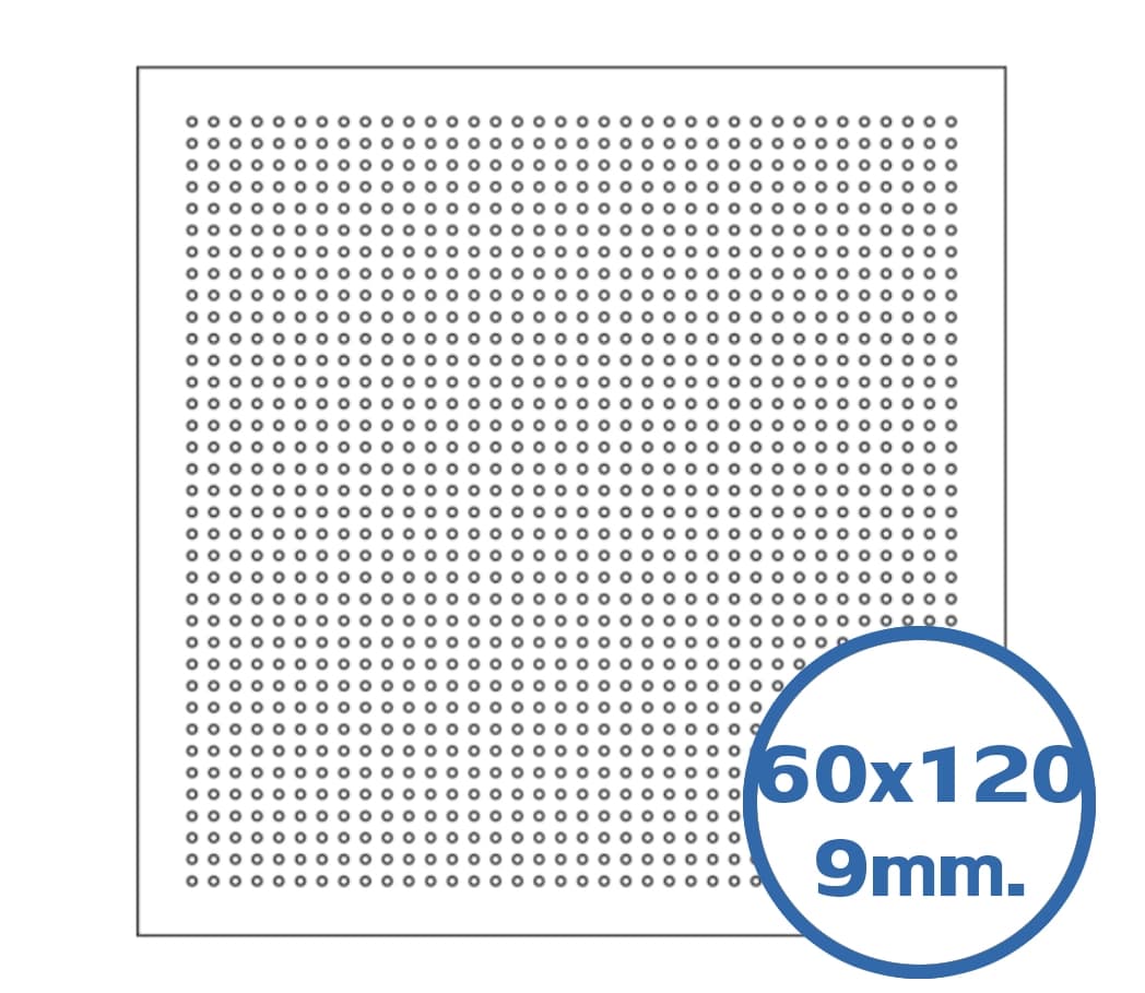 แผ่นฝ้าลดเสียงสะท้อน เจาะรูลายวงกลม ขนาด 600x1200x9มม.